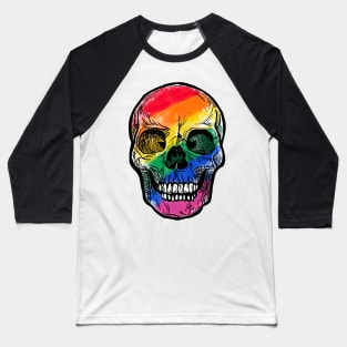 Pride Skull Colorful Pride Rainbow Baseball T-Shirt
